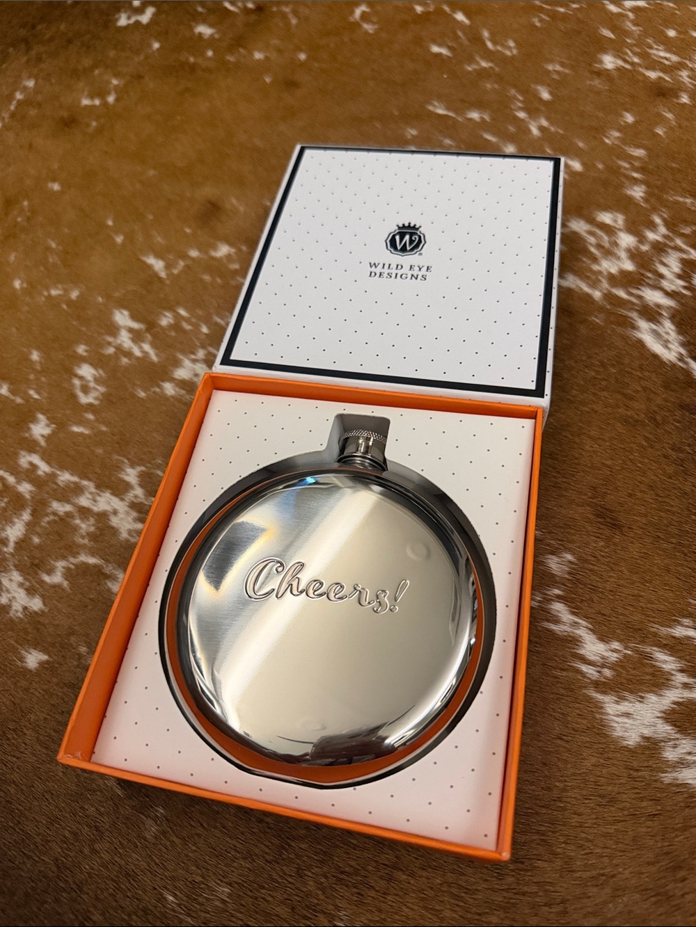 Wild Eye Designs "Cheers!" Stainless Flask - Silver